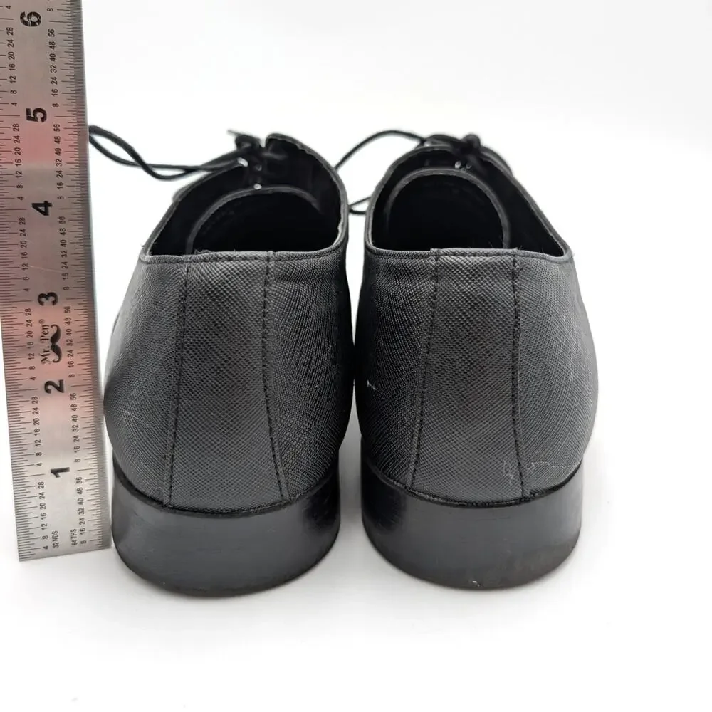 Rush by Gordon Rush Milan Plain Toe Dress Shoes Men's Black Saffiano Sz US9 EU42